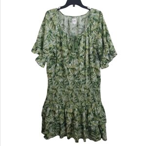 Aerie Smocked Waist Green Floral Dress Size XXL
